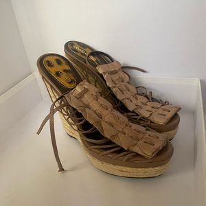 ROBERTO CAVALLI CROC STRAP WEDGES EU 41 US 10